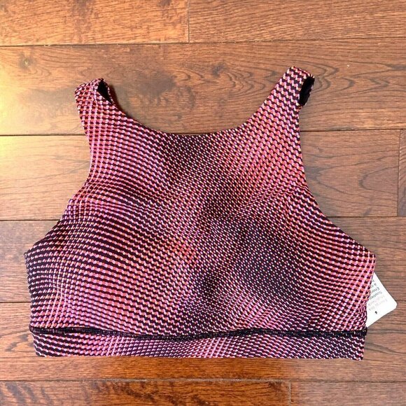 Lululemon Size 6 Energy Bra High Neck Seawheeze 2020 Race Pace Multi Flare - Picture 1 of 4